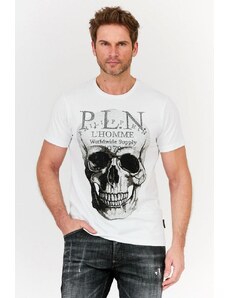 PHILIPP PLEIN Biały t-shirt Platinum cut round neck skull, Wybierz rozmiar XL