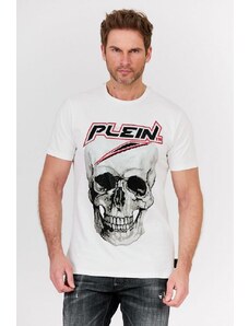 PHILIPP PLEIN Biały t-shirt męski Platinum cut round neck space plein, Wybierz rozmiar XXL