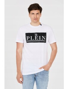 PHILIPP PLEIN T-shirt męski biały z dużym logo, Wybierz rozmiar XXL