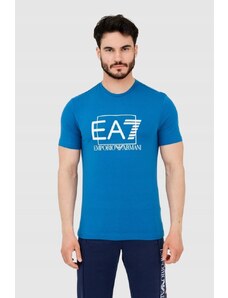 EA7 Emporio Armani EA7 Niebieski męski t-shirt z dużym logo, Wybierz rozmiar XXL