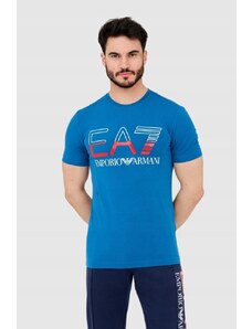 EA7 Emporio Armani EA7 T-shirt męski niebieski z dużym logo, Wybierz rozmiar XXL