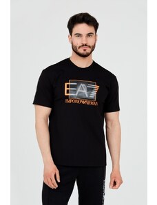 EA7 Emporio Armani EA7 Czarny t-shirt z holograficznym logo, Wybierz rozmiar XXL