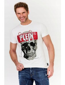 PHILIPP PLEIN Biały t-shirt z czaszką i logo, Wybierz rozmiar XL