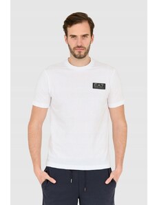 EA7 Emporio Armani EA7 Biały męski t-shirt z naszywką z logo, Wybierz rozmiar XXL