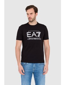 EA7 Emporio Armani EA7 Czarny męski t-shirt z dużym białym logo, Wybierz rozmiar L
