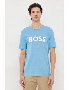 Boss Orange BOSS t-shirt bawełniany BOSS CASUAL kolor niebieski z nadrukiem 50481923