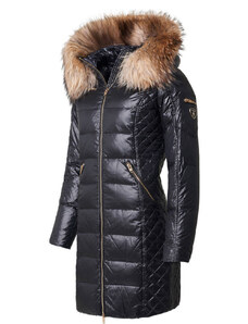 ROCKANDBLUE CIARA 90 cm - Czarny puchowy płaszcz damski na zimę