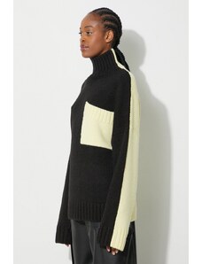 JW Anderson sweter wełniany damski kolor czarny z półgolfem KW1004.YN0144