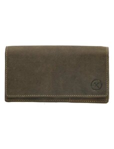 HIDE & STITCHES Skórzany portfel w kolorze khaki - 15,3 x 9 x 3 cm