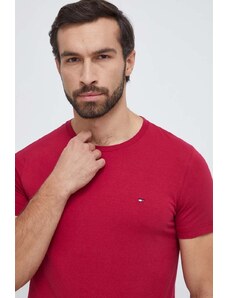 Tommy Hilfiger t-shirt męski kolor bordowy gładki MW0MW10800