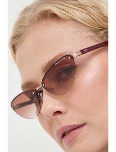 Armani Exchange okulary przeciwsłoneczne damskie kolor bordowy