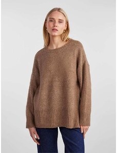 Pieces Sweter w kolorze jasnobrązowym