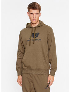 New Balance Bluza Essentials Stacked Logo French Terry Hoodie MT31537 Brązowy Regular Fit