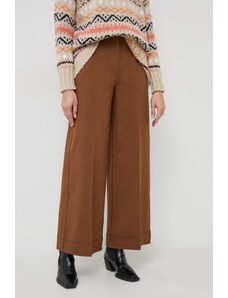MAX&Co. spodnie damskie kolor brązowy szerokie high waist