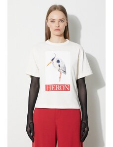 Heron Preston t-shirt bawełniany Heron Bird Painted Ss Tee damski kolor beżowy HWAA032F23JER0040425
