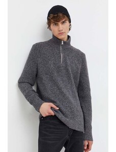 Abercrombie & Fitch sweter męski kolor szary z półgolfem
