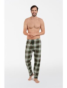 Italian Fashion Męskie spodnie od piżamy Seward zielona w kratkę