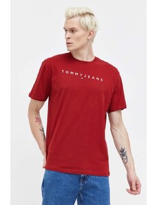 Tommy Jeans t-shirt bawełniany kolor bordowy z aplikacją DM0DM17993