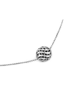 LOVRIN Elegancki srebrny naszyjnik 925 z ażurową kulą bez kamieni