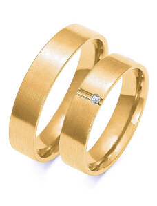 LOVRIN Obrączka ślubna złota 585 nowoczesna z diamencikiem