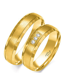 LOVRIN Obrączka ślubna pierścionek złoty 585 z cyrkoniami
