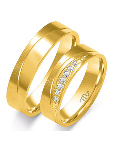 LOVRIN Nowoczesna obrączka ślubna złota 333 z diamentami