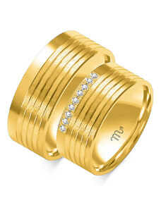LOVRIN Obrączka z diamentami ślubna grawerowana złota 585