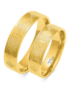 LOVRIN Obrączka wzór grecki ślubna grawerowana złota 585