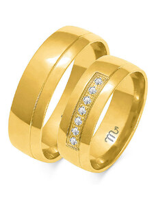 LOVRIN Obrączka ślubna z diamentami grawerowana złota 585