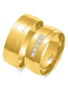 LOVRIN Obrączka z diamentami ślubna grawerowana złota 585