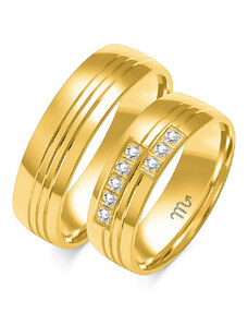 LOVRIN Ślubna obrączka z diamentami grawerowana złota 333