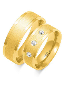 LOVRIN Ślubna obrączka z diamentami grawerowana złota 585