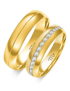 LOVRIN Ślubna obrączka z diamentami grawerowana złota 585