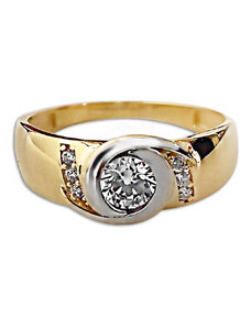 LOVRIN Złoty pierścionek 585 elegancki z białą cyrkonią