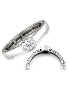LOVRIN Srebrny pierścionek 925 zaręczynowy z dużym oczkiem 2,21g