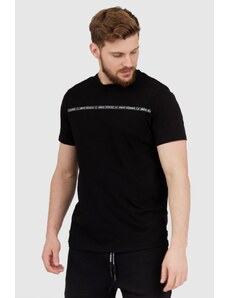 ARMANI EXCHANGE Czarny t-shirt męski z paskiem z logo, Wybierz rozmiar L