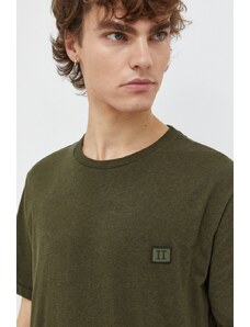 Les Deux t-shirt bawełniany męski kolor zielony melanżowy
