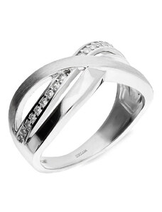 LOVRIN Srebrny pierścionek 925 z białymi cyrkoniami szeroki r 18