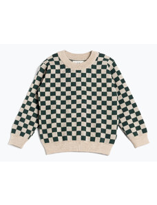 Sweter dziecięcy KID STORY Merino green chessboard