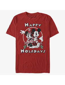 Koszulka męska Merch Disney Mickey Classic - Mickey & Minnie Holiday Unisex T-Shirt Red