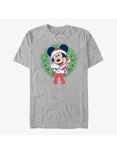 Koszulka męska Merch Disney Mickey & Friends - MICKEY CHRISTMAS WREATH Unisex T-Shirt Heather Grey