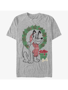 Koszulka męska Merch Disney Mickey Classic - Christmas Fairisle Pluto Unisex T-Shirt Heather Grey