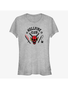 Koszulka damska Merch Netflix Stranger Things - Hellfire Cut Women's T-Shirt Heather Grey