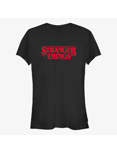 Koszulka damska Merch Netflix Stranger Things - Christmas Lights Logo Women's T-Shirt Black