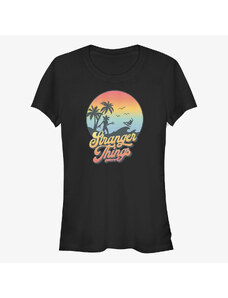 Koszulka damska Merch Netflix Stranger Things - Stranger Retro Sun Women's T-Shirt Black