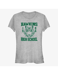 Koszulka damska Merch Netflix Stranger Things - Hawkins High School 1986 Women's T-Shirt Heather Grey