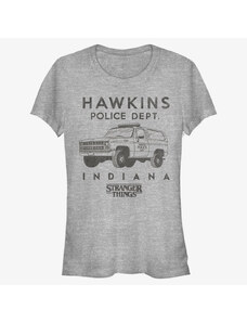 Koszulka damska Merch Netflix Stranger Things - Hawkins Police Auto Women's T-Shirt Heather Grey
