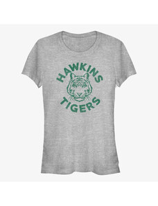 Koszulka damska Merch Netflix Stranger Things - Hawkins Tigers Green Women's T-Shirt Heather Grey