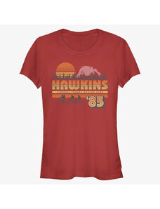 Koszulka damska Merch Netflix Stranger Things - Hawkins Vintage Sunsnet Women's T-Shirt Red