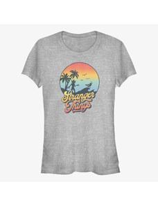 Koszulka damska Merch Netflix Stranger Things - Stranger Retro Sun Women's T-Shirt Heather Grey